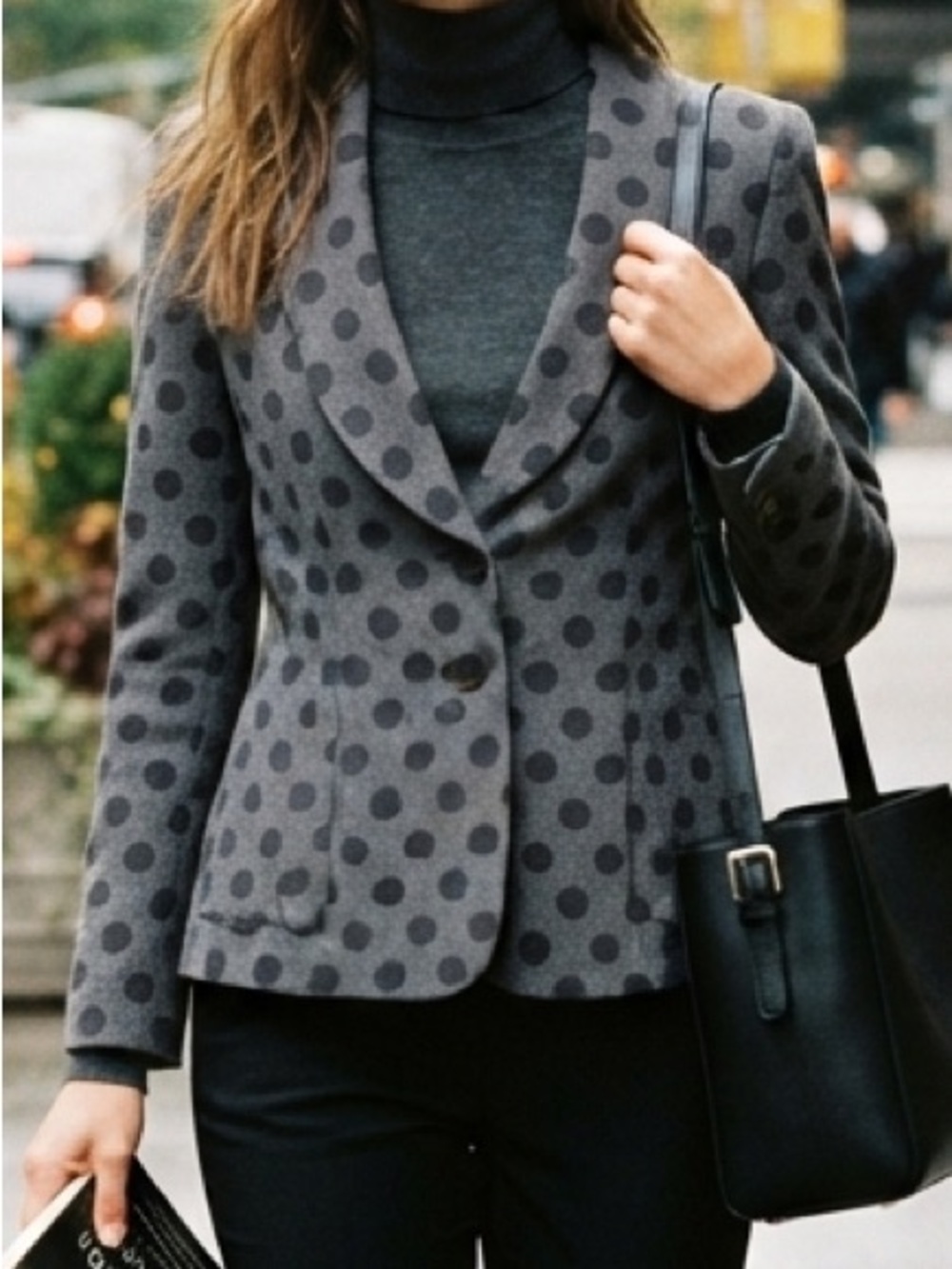 Emporio Armani Gray Polka Dot Tailored Blazer IT 44 US 8 Office Siren Old Money
